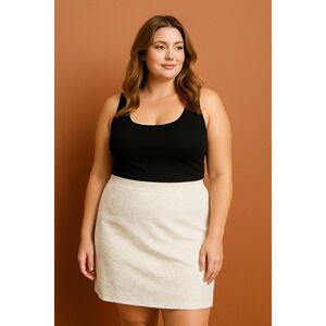 Rena Rowan Skirt‎ Womens 14 White Floral Embroidered Lined Casual Mini Crochet